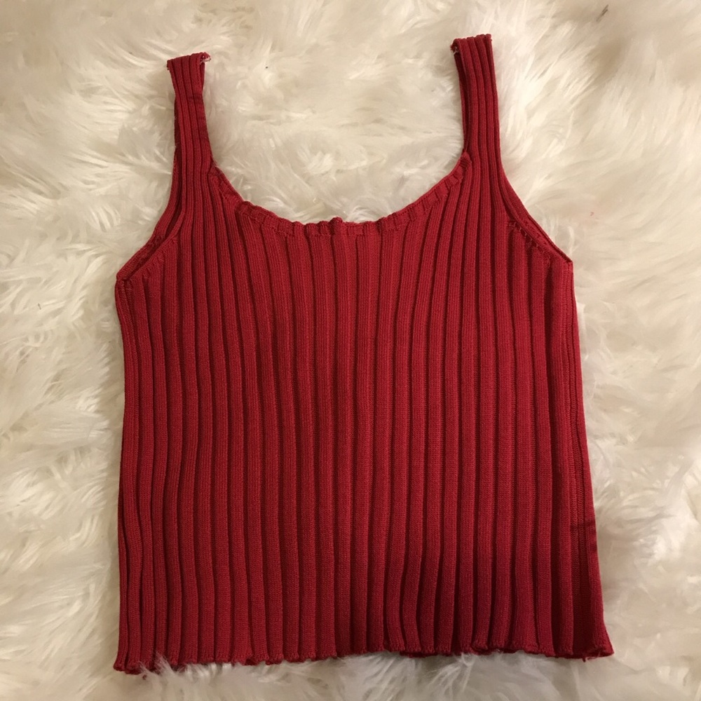 Hot red ribbed tank top